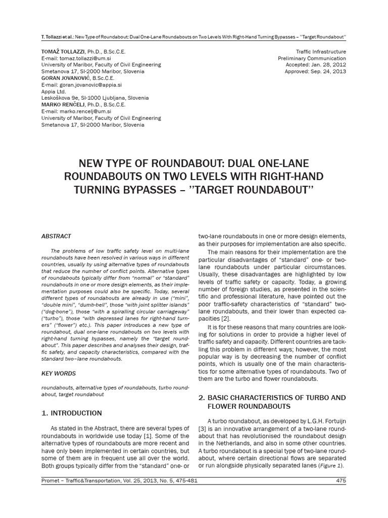 Target Roundabout: A New Design Concept | PDF | Traffic | Interchange ...