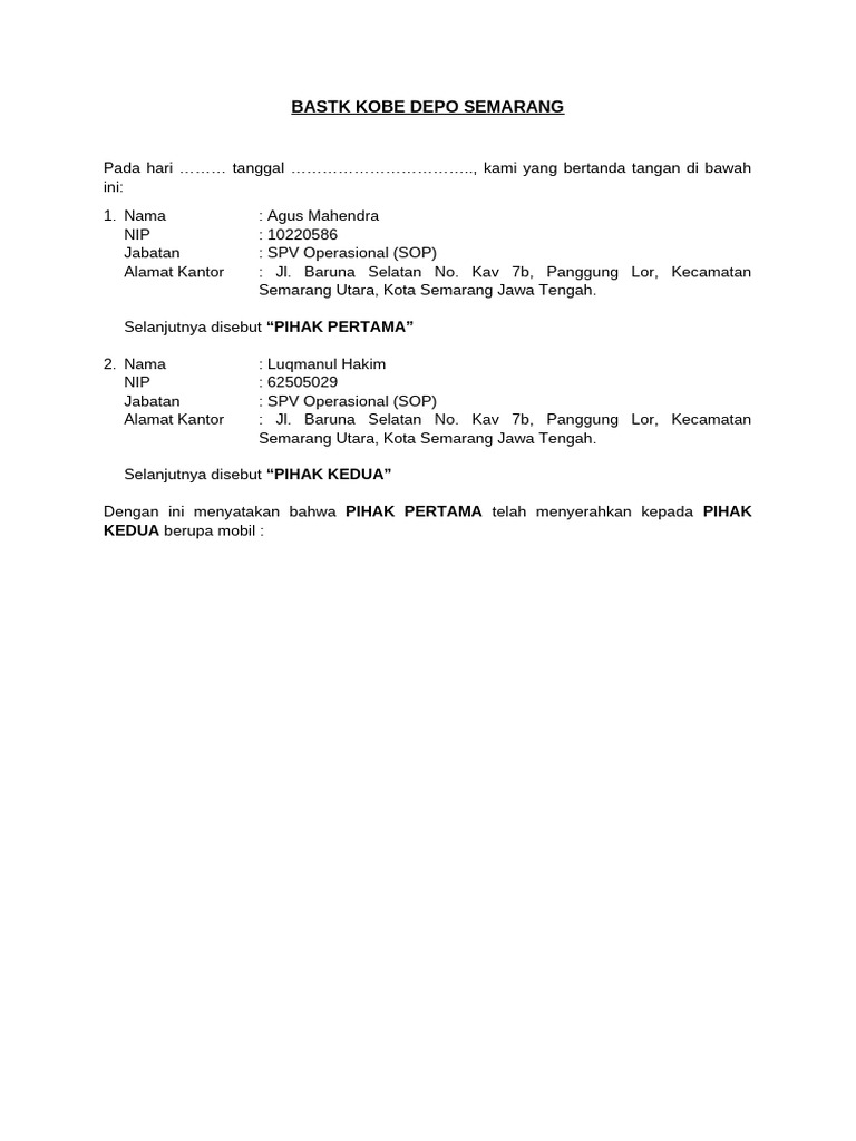 Form Bastk Kobe Depo SMG | PDF