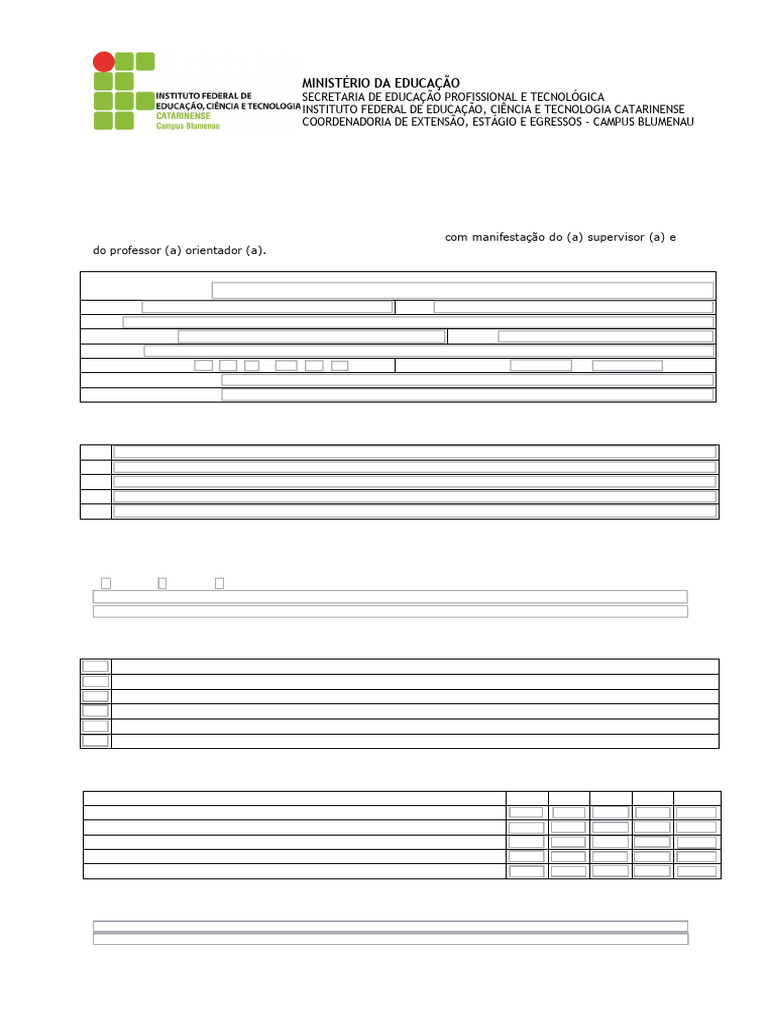 Relatório de Estágio - IFC Blumenau | PDF