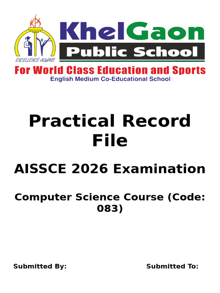 AISSCE 2026 Computer Science Practical | PDF
