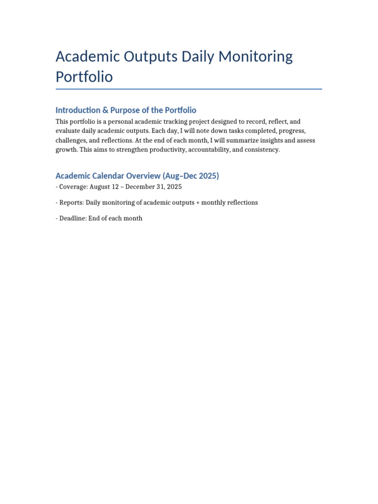 Daily Academic Output Monitoring Guide | PDF