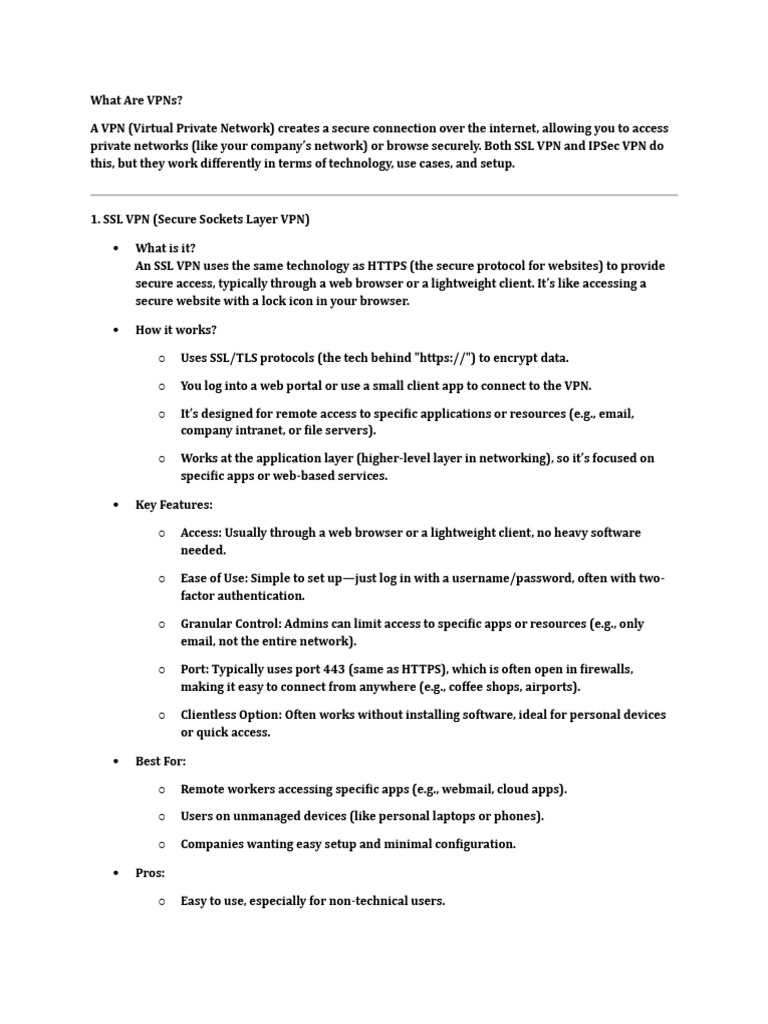 SSL vs IPSec VPN: Key Differences Explained | PDF | Virtual Private ...