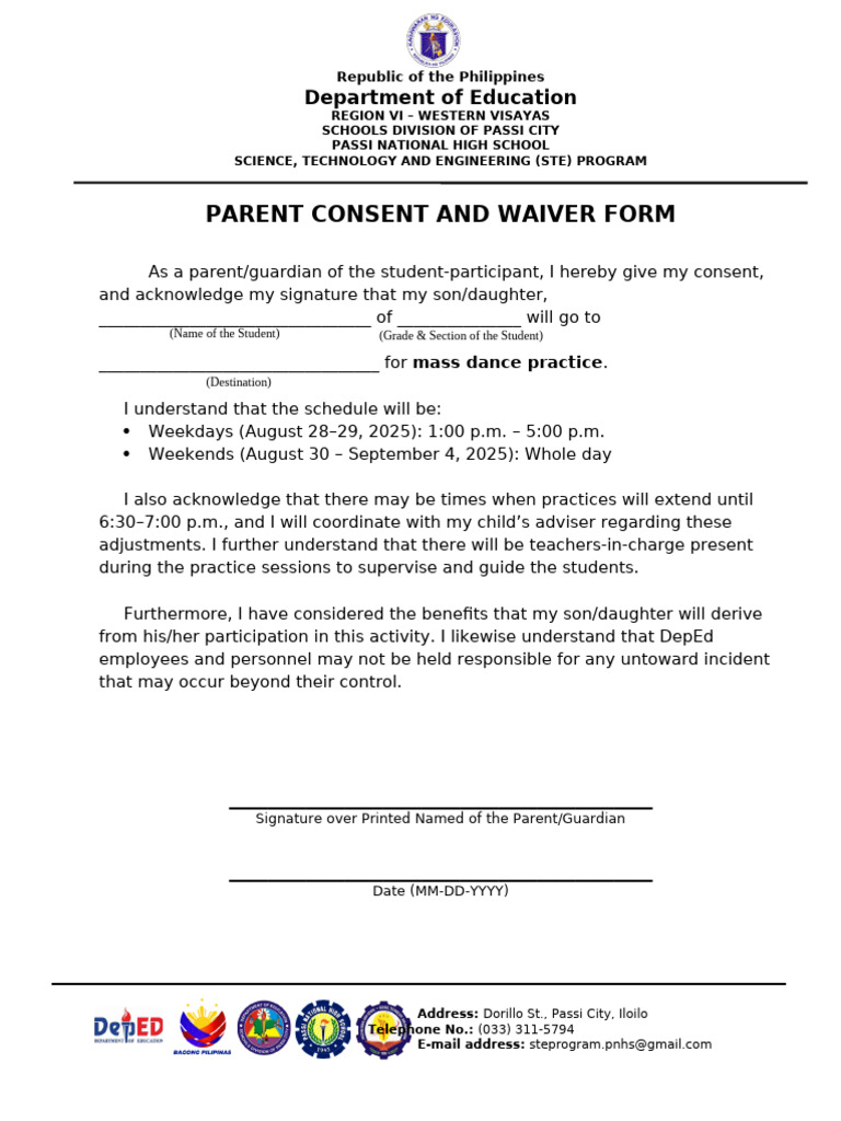 Parent Consent Form for STE Program | PDF