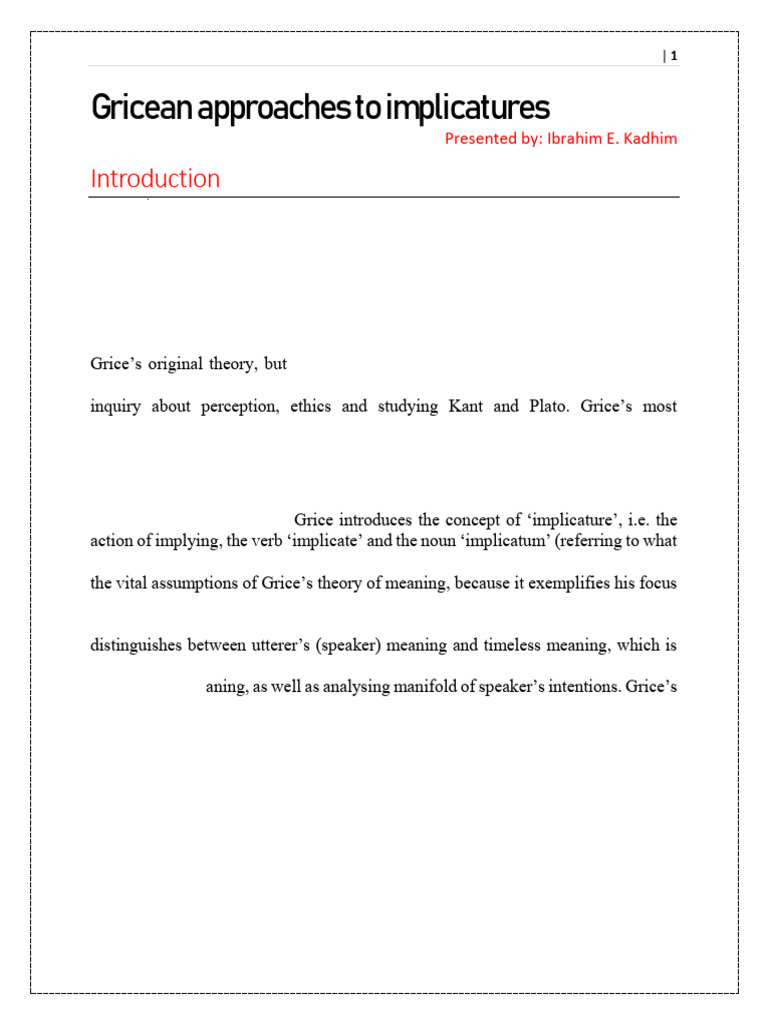 Gricean Implicatures Explained | PDF