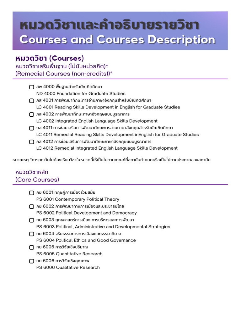 04 Courses and Courses Description MA PDS | PDF