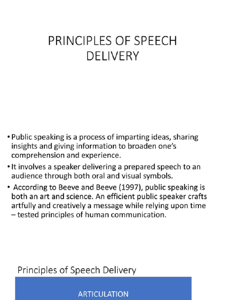Principle of Speech Delivery | PDF