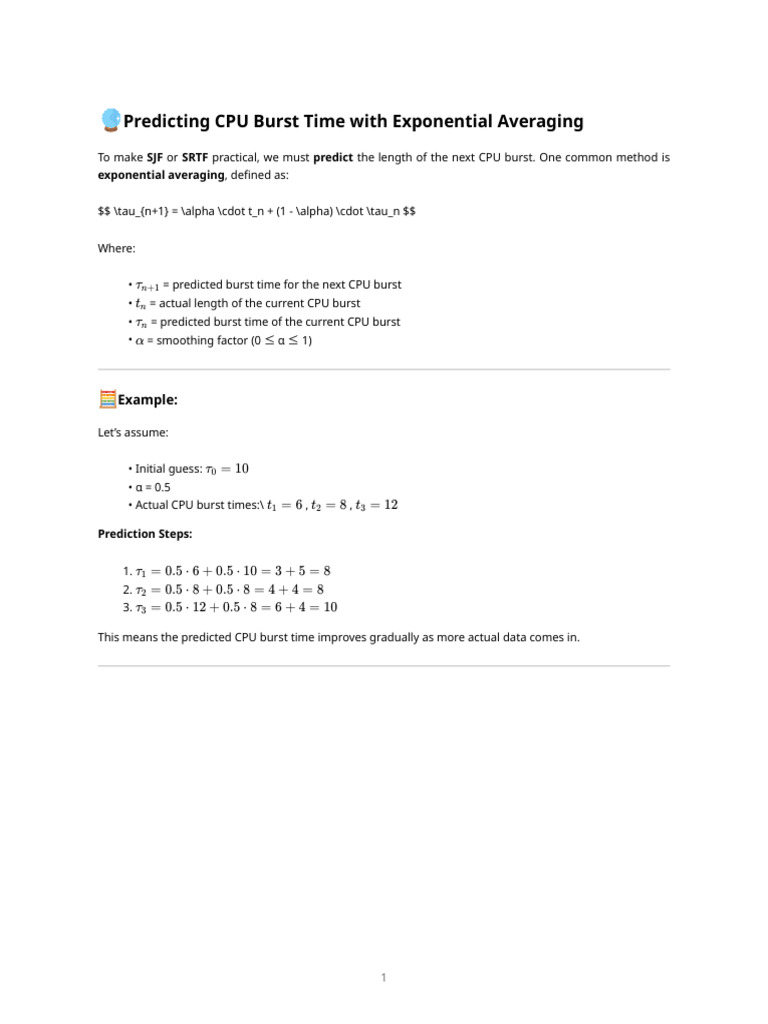 Exponential Averaging For CPU Burst Prediction | PDF