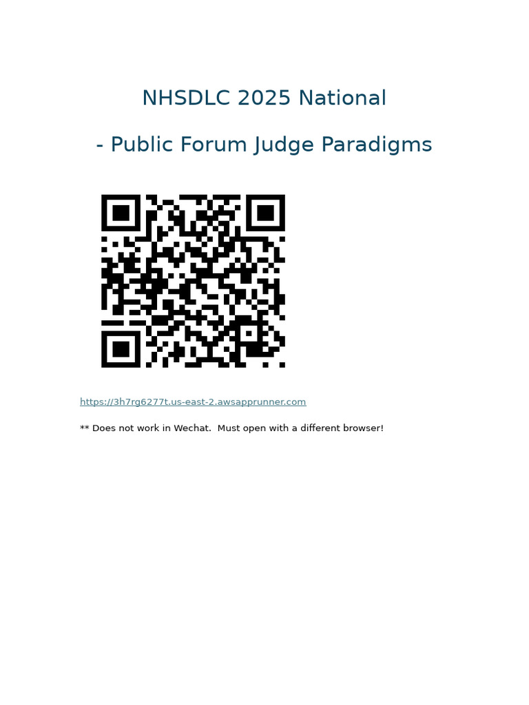 NHSDLC 2025 Summer National Judge Paradigms | PDF | Argument | Decision ...