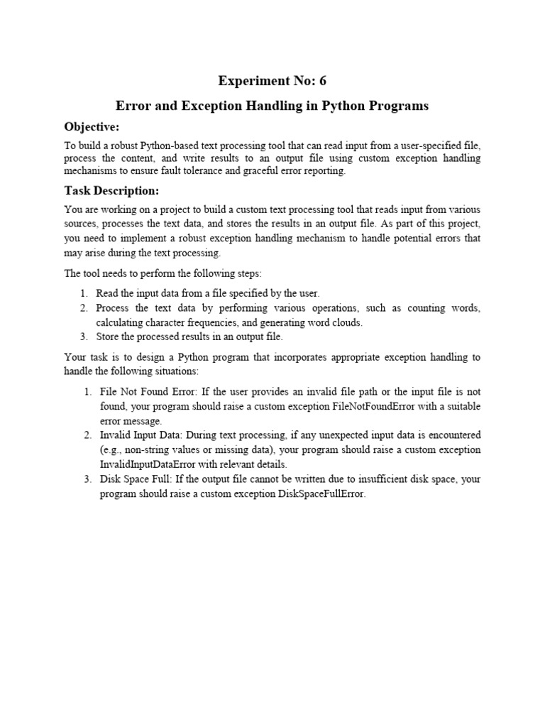 Python Error Handling for Text Processing | PDF