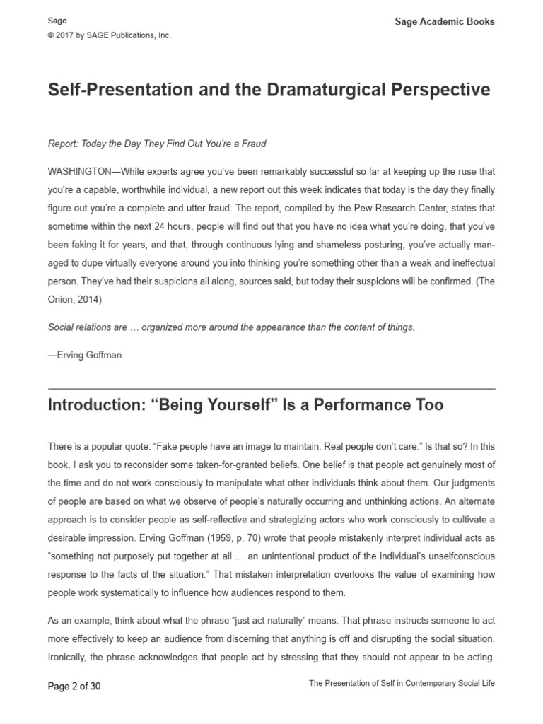 Understanding Self-Presentation Strategies | PDF | Behavioural Sciences ...