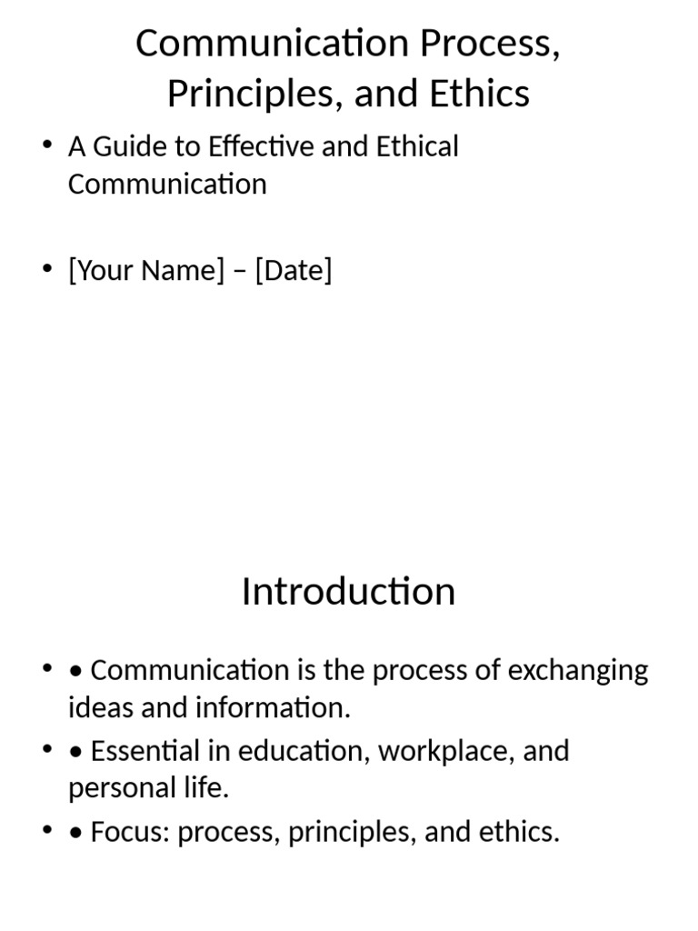 Communication Process Principles Ethics | PDF