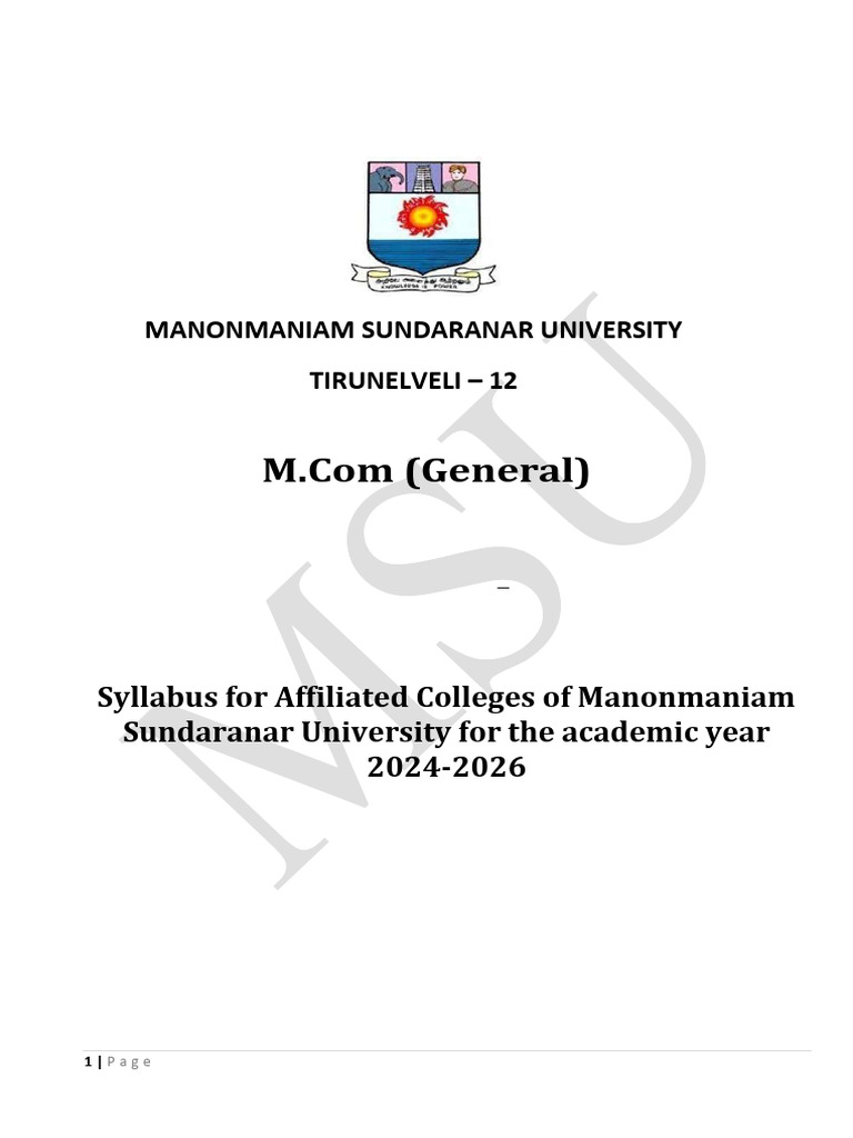 M.Com General Syllabus 2024-2026 | PDF | Capital Budgeting | Marketing