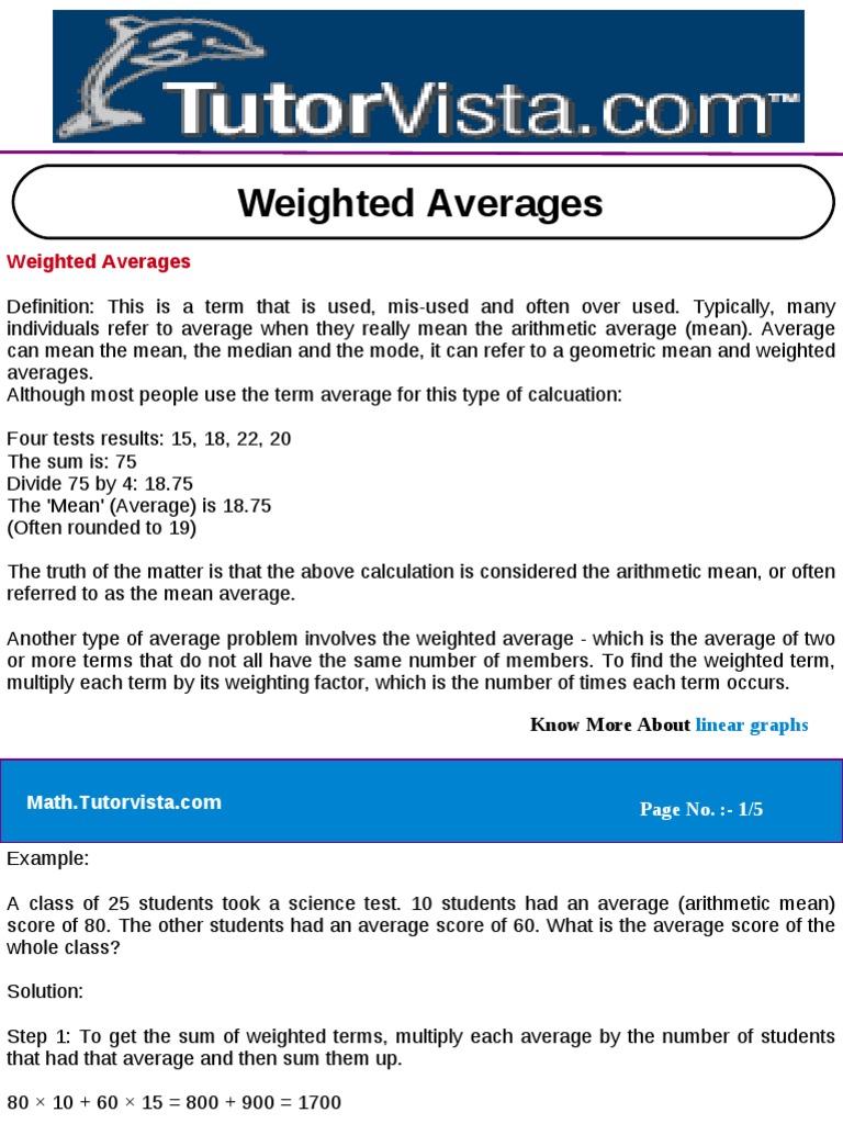 Understanding Weighted Averages in Math | PDF