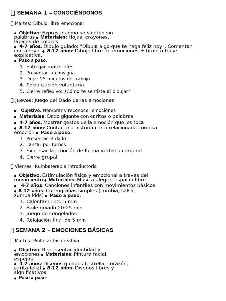 Actividades Emocionales para Niños | PDF | Las emociones | Bailes