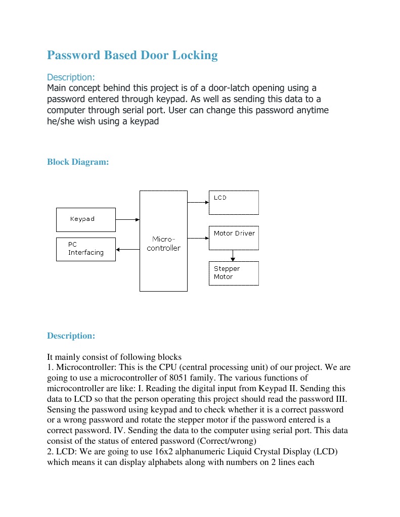 Paswrd Based Door Locking | PDF | Business | Technology & Engineering
