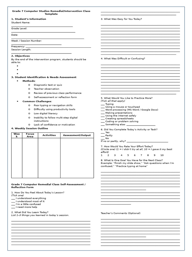 Grade 7 Computer Studies Intervention Plan | PDF | Behavior ...