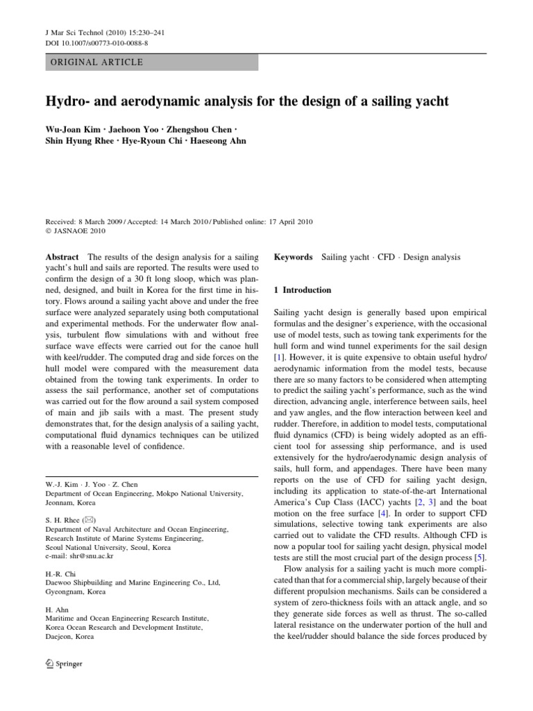 Aerodynamic Analysis of Sailing Ship | PDF | Lift (Force) | Yacht