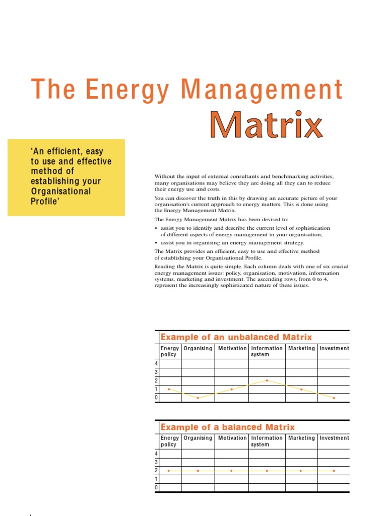 3 Energy Management Matrix Energy Management Efficient Energy Use