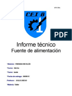 Informe Tecnico de La Fuente de Alimentacion Nicolas Parada