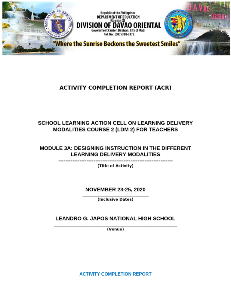 Activity Completion Report M3A | PDF | Learning | Distance Education