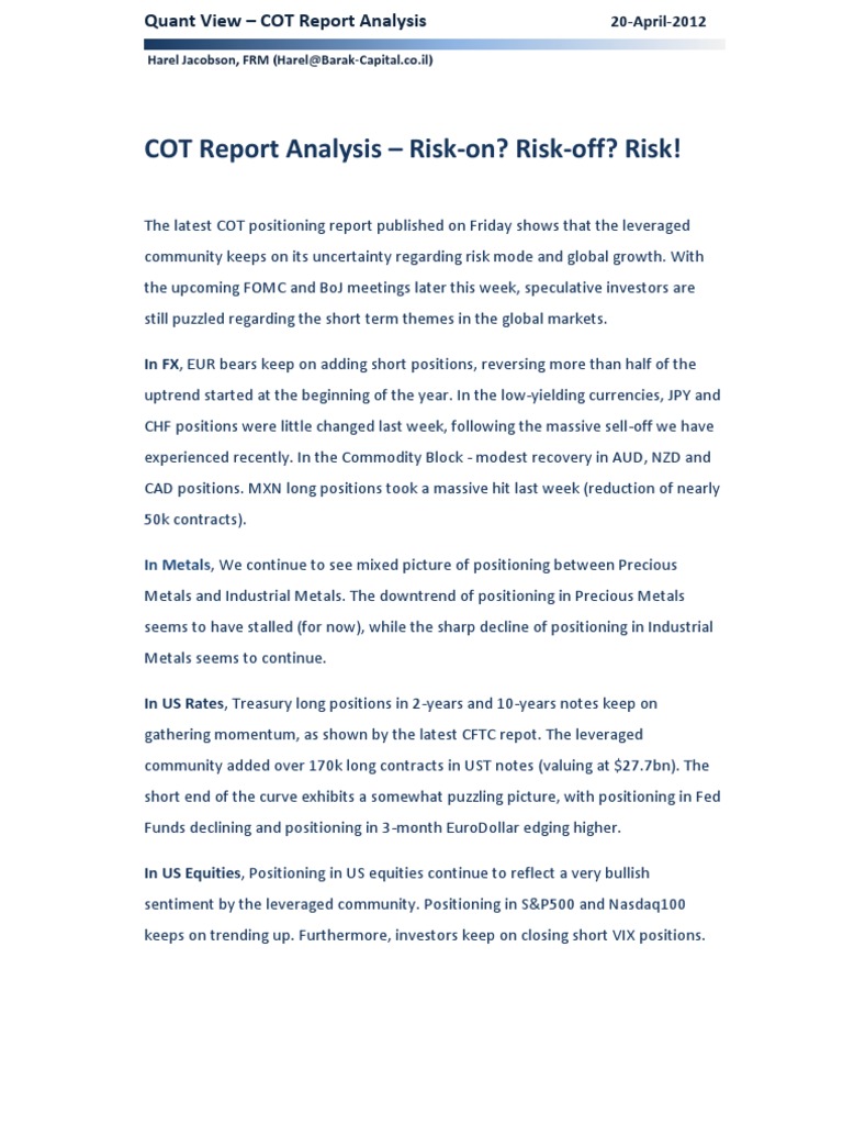 COT Report Analysis: Market Positioning Insights | PDF | Euro | Market ...