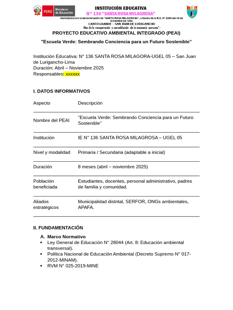 Escuela Verde: Proyecto Ambiental 2025 | PDF | Sustentabilidad | Residuos
