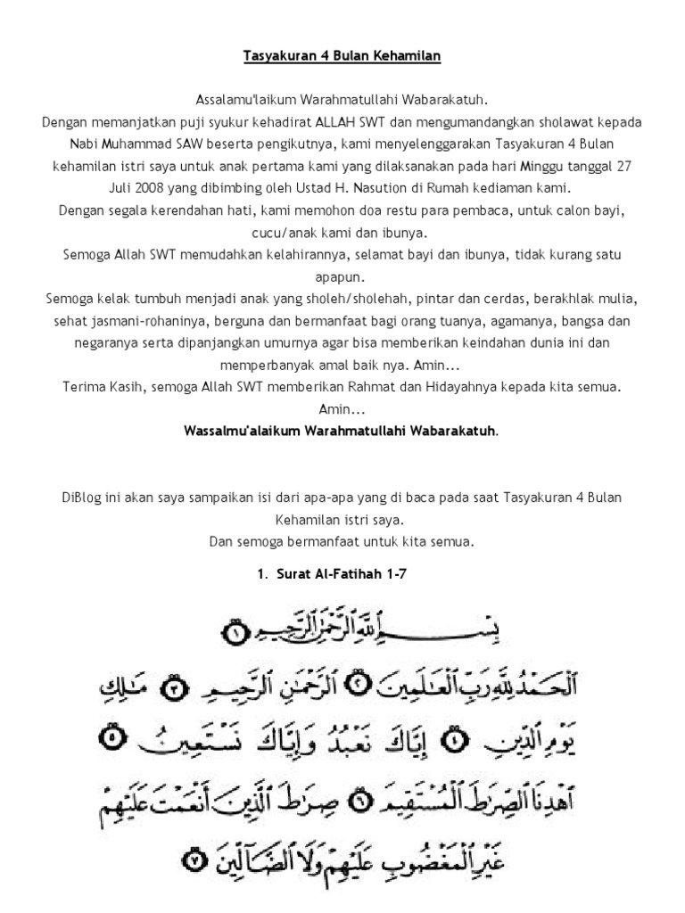 Tasyakuran 4 Bulan Kehamilan