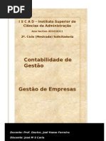 Contabilidade de Gestão  Gestão de Empresas