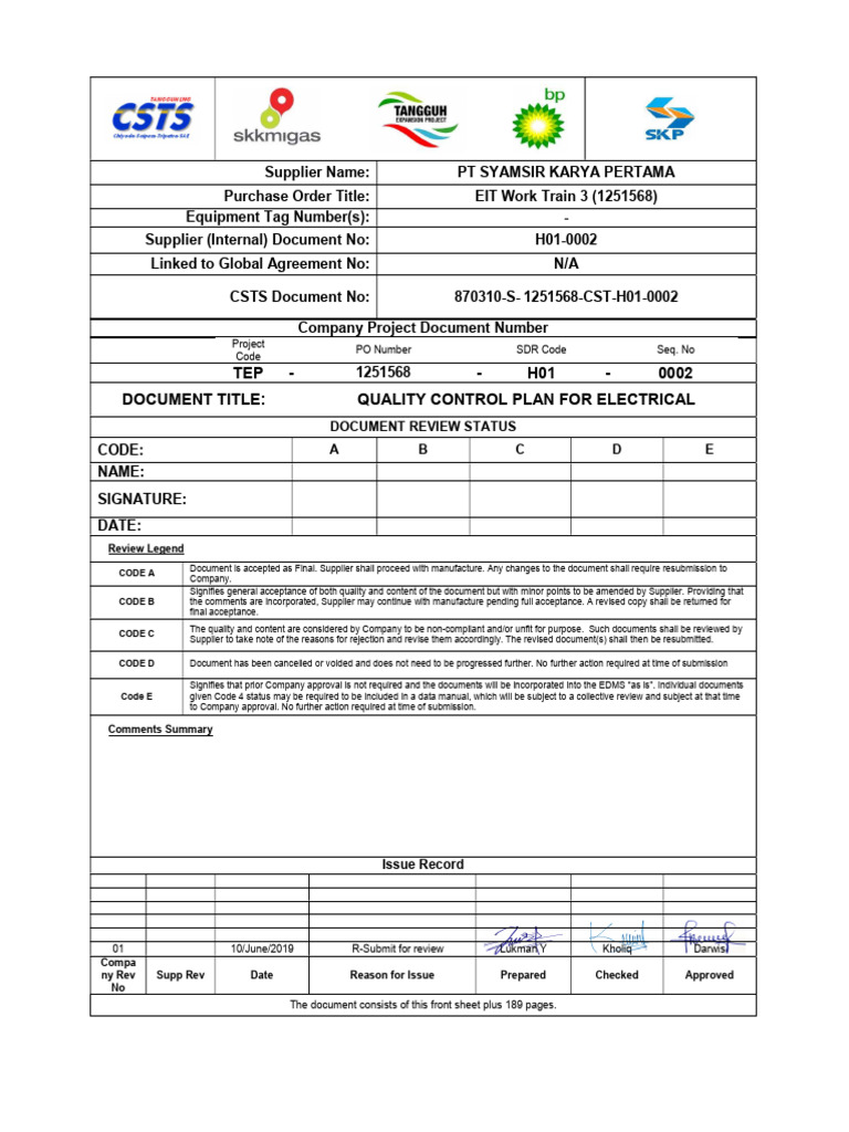 Quality Control Plan for Electrical Works | PDF | Electrical Wiring ...