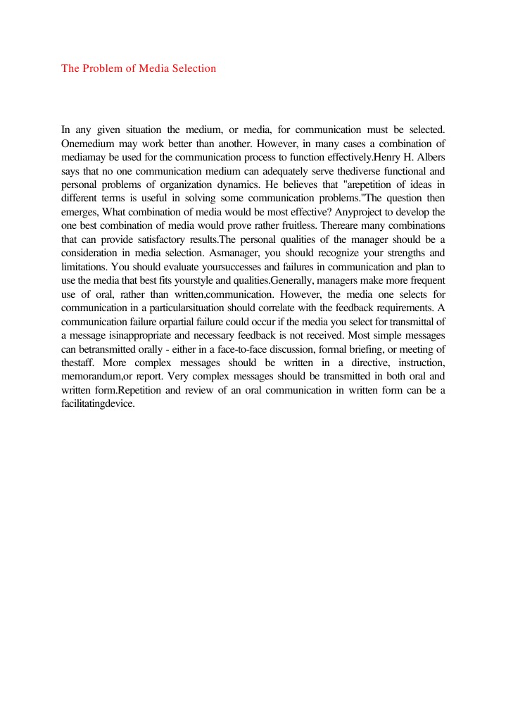Effective Media Selection for Communication | PDF