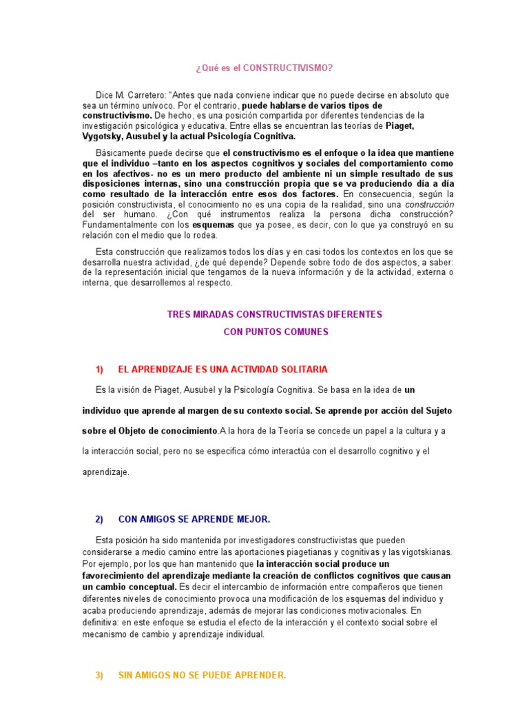 Qué Es El CONSTRUCTIVISMO | PDF | Constructivismo (filosofía de la ...