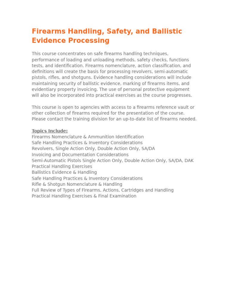 Firearms Safety and Ballistics Training | PDF