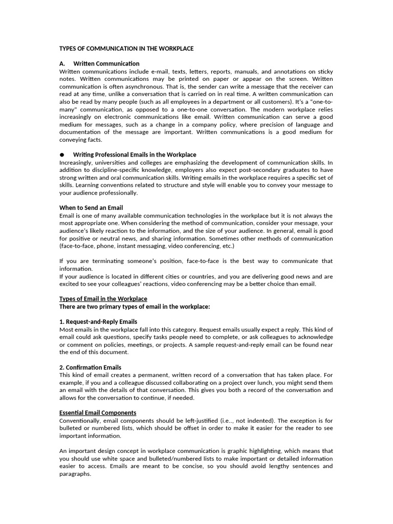 Effective Workplace Communication Types | PDF | Nonverbal Communication ...