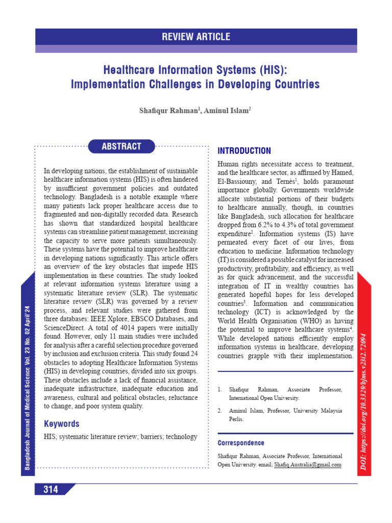 Healthcare Information Systems His Implementation Challenges 56ubbgnpxv ...