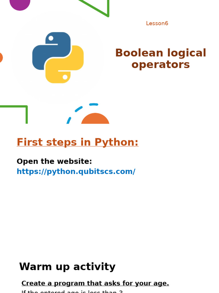 Python Boolean Operators Basics | PDF | Boolean Data Type | Computer ...