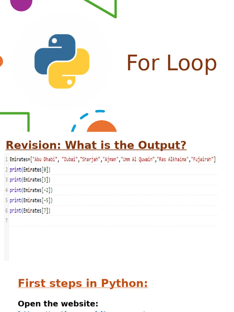 Python For Loops: Practical Exercises | PDF