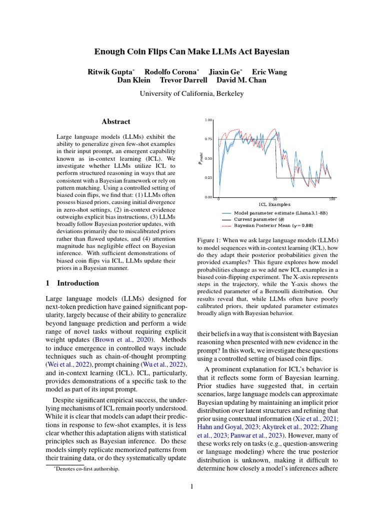 Enough Coin Flips Can Make Llms Act Bayesian | PDF | Bayesian Inference ...