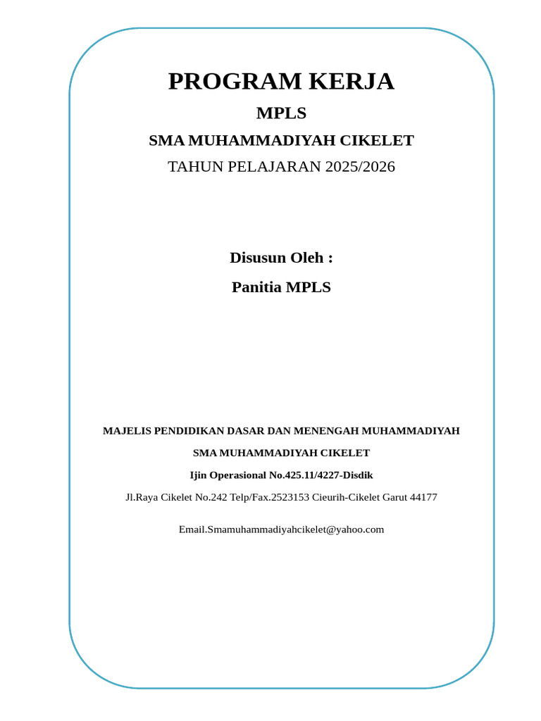 Cover Program Kerja Mpls 2025-2026 | PDF