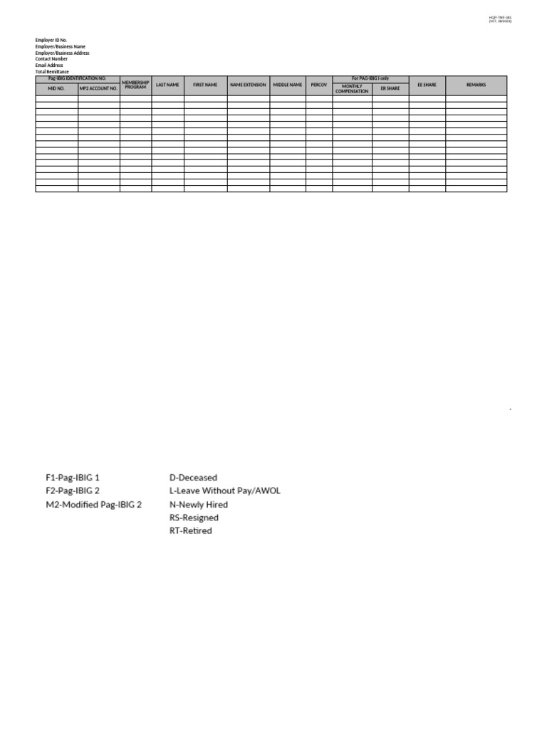 Pag-IBIG Membership Remittance Form | PDF