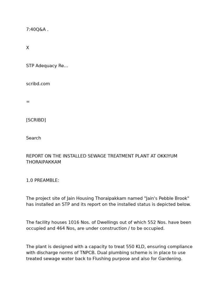 STP Report for Jain's Pebble Brook | PDF