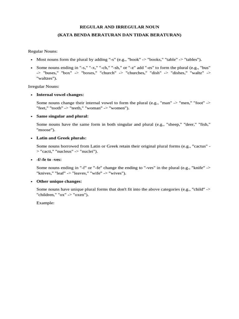 Regular vs. Irregular Nouns | PDF