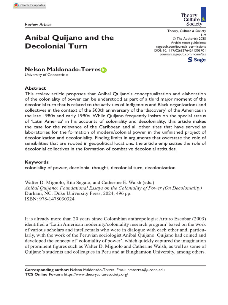 Quijano and the Decolonial Turn Explained | PDF | World Systems Theory ...