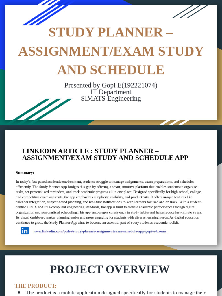Student Study Planner App Overview | PDF | Usability | User Interface ...