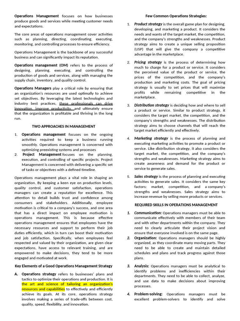 Essential Guide to Operations Management | PDF | Supply Chain ...