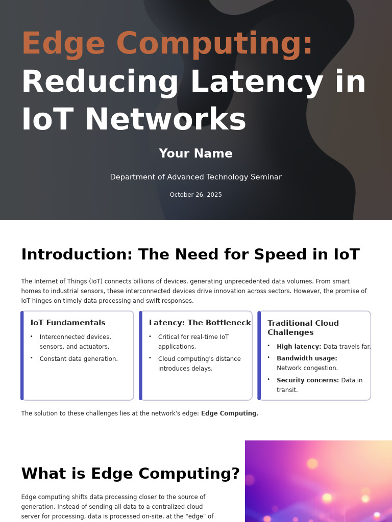 Reducing IoT Latency with Edge Computing | PDF | Internet Of Things ...
