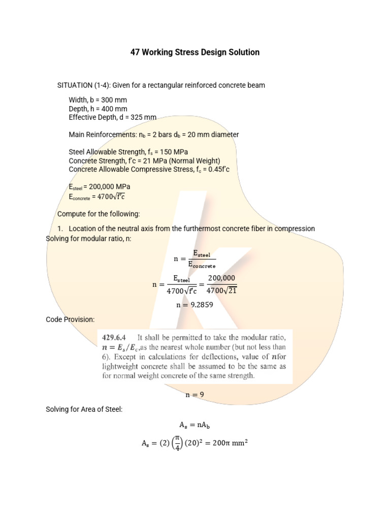 Working Stress Design Solutions | PDF | Beam (Structure) | Bending