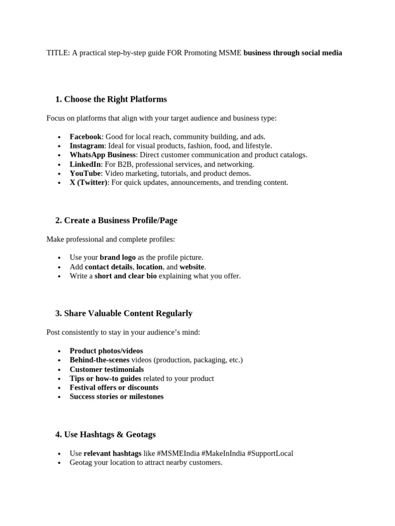 Promote MSME Business via Social Media | PDF | Advertising | Facebook
