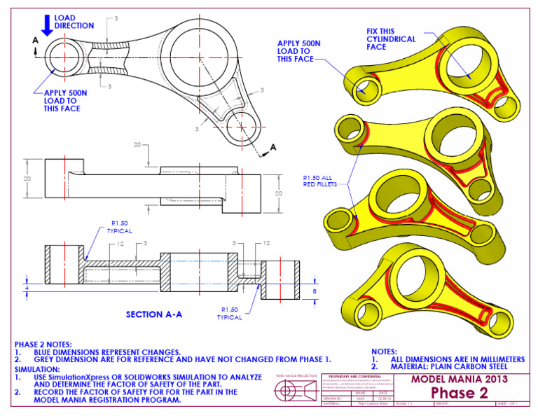 Third Angle Projection Load Analysis | PDF | Mechanical Engineering