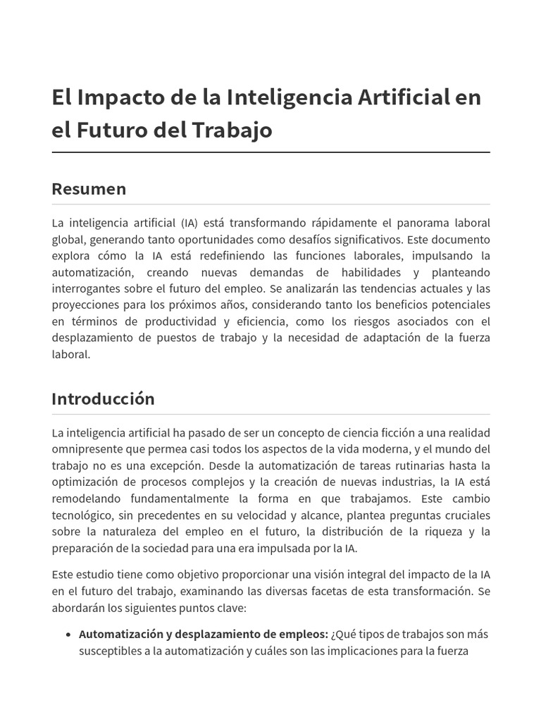 IA y el Futuro del Trabajo: Impacto y Oportunidades | PDF ...