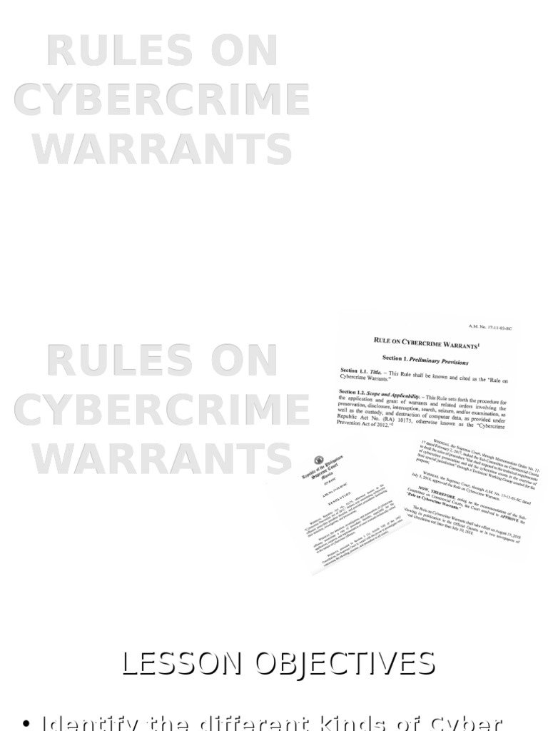 Rules On Cybercrime Warrants | PDF | Search Warrant | Cybercrime